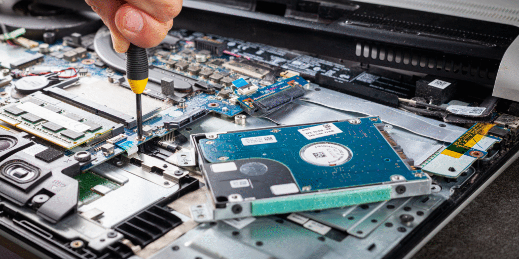 Technician performing microsoldering on a circuit board under a microscope – Understanding Microsoldering Repair